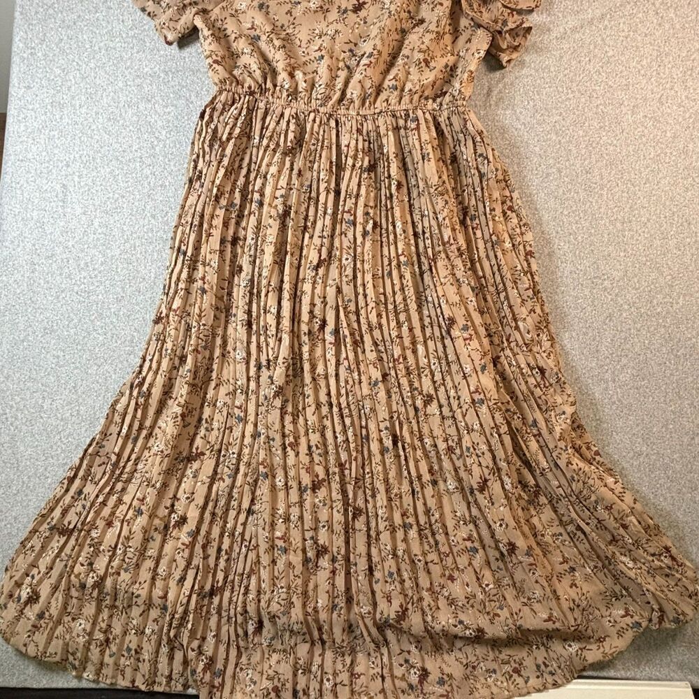 Cottagecore Prairie Boho Floral Pleated Dress Romantic Fairycore Size L - Picture 4 of 10